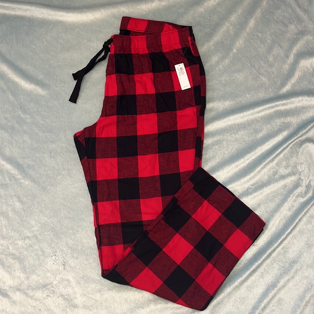 NEW Old Navy Holiday Jiggle Jammies, Red & Black box plaid pj bottoms, size L - Picture 3 of 8